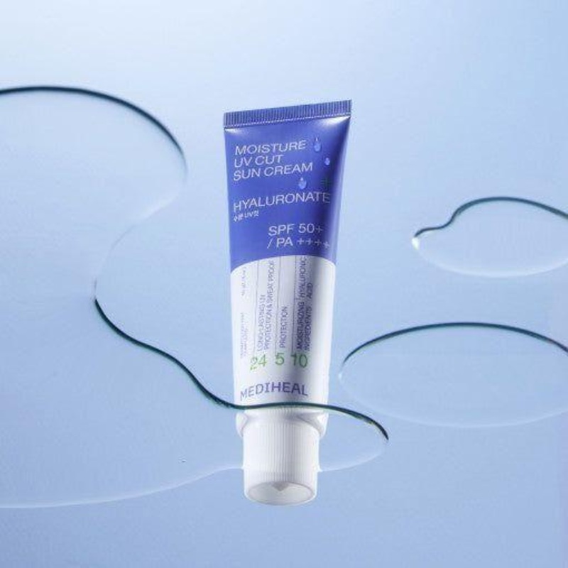 MEDIHEAL Moisture UV Cut Sun Cream Hyaluronate  50ml | SPF 50+ PA++++ Sweat-Proof, Brightening & Hydrating Sunscreen