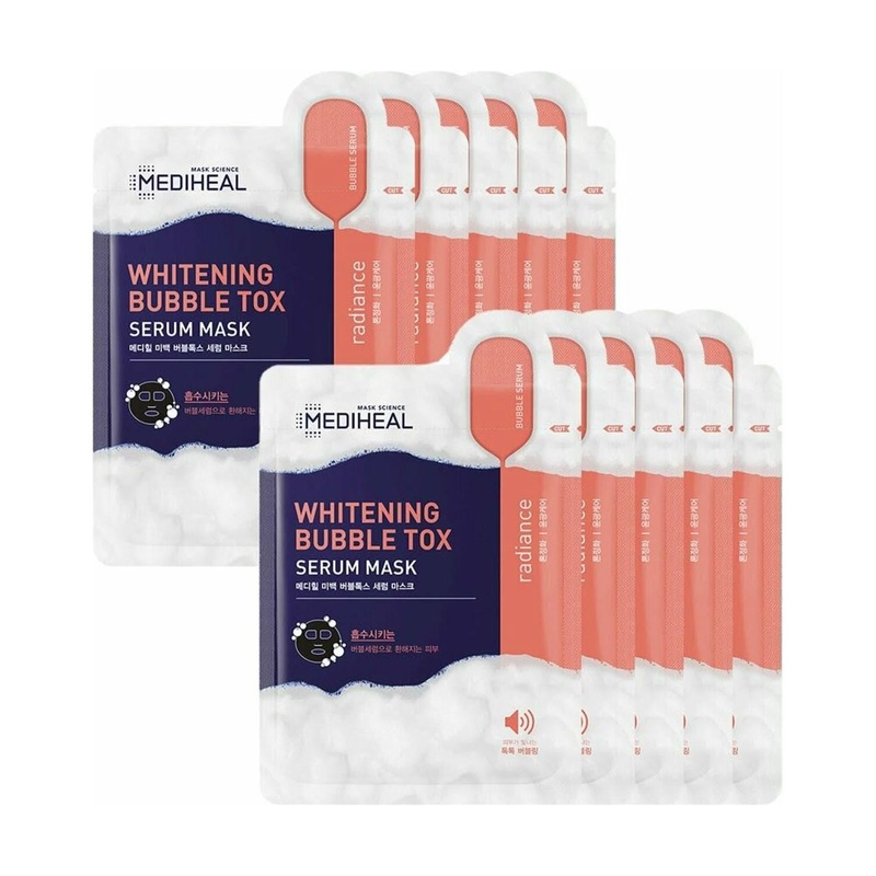MEDIHEAL Whitening Bubble Tox Serum Mask  10 Pack | Oxygenating Glow & Brightening Treatment