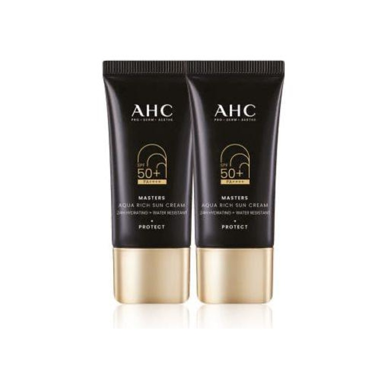 AHC Masters Aqua Rich Sun Cream SPF50+ PA++++ (30ml + 30ml) | Double Set for Hydrating UV Protection
