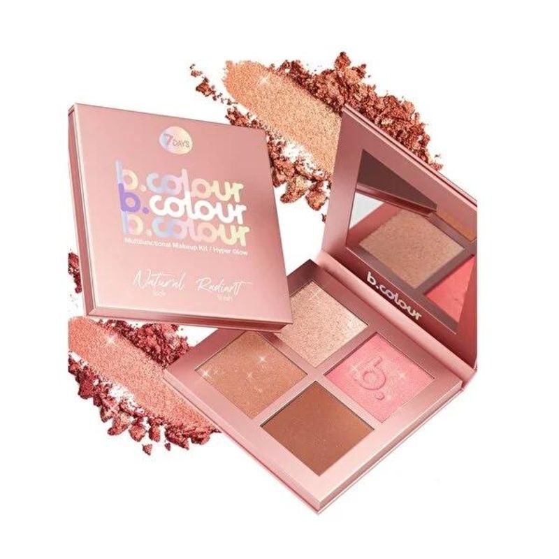 7Days B.Colour Multi-Purpose Makeup Palette Hyper Glow – Vegan, Long-Lasting Contouring, Highlighting & Blushing Kit