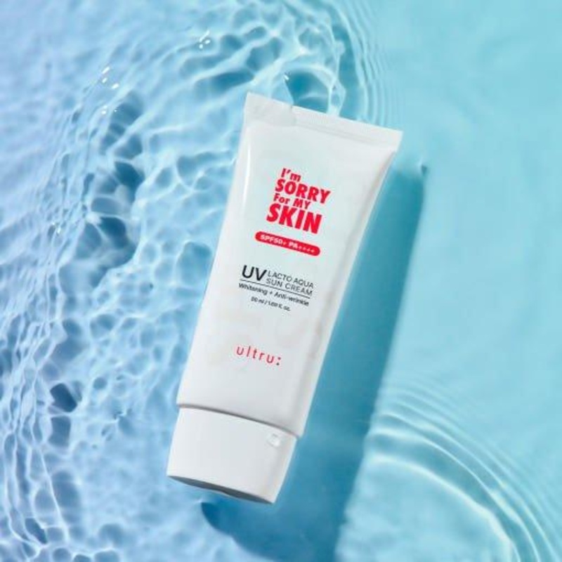 I’m Sorry For My Skin Lacto Aqua Sun Cream  SPF 50+ PA++++ | Lightweight Hydrating Sunscreen with Hyaluronic Acid