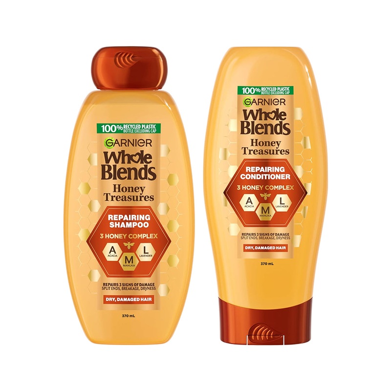 Garnier Whole Blends Honey Treasures Repairing Shampoo & Conditioner 370ml