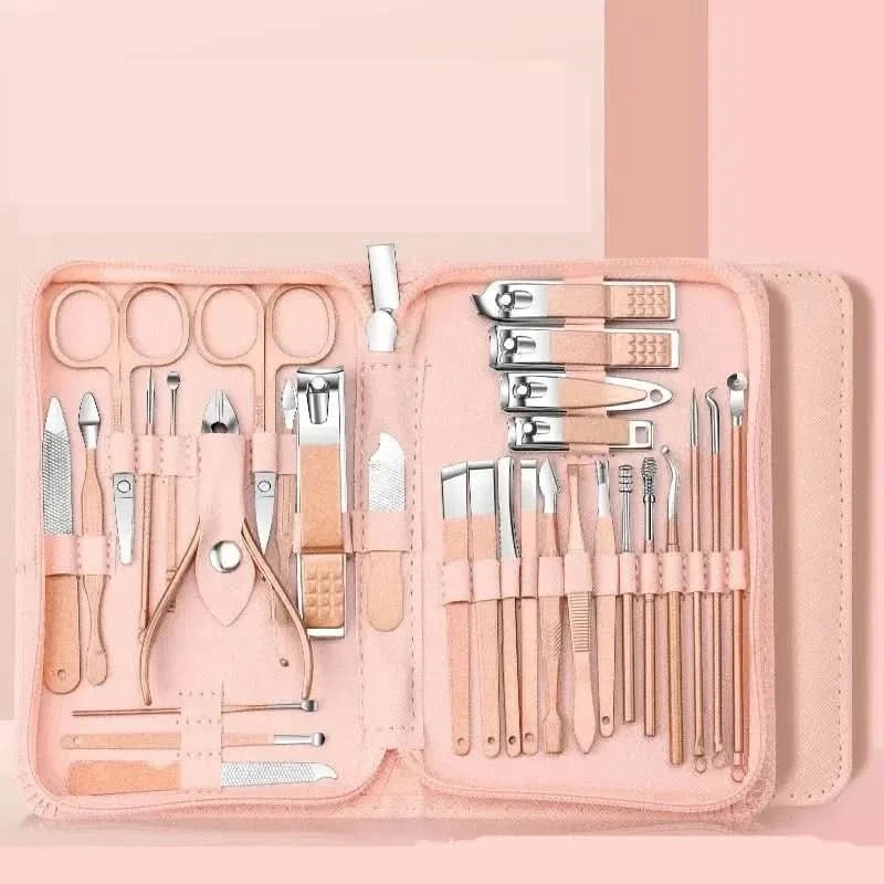 30-in-1 Nail Care Set  Professional Stainless Steel Manicure & Pedicure Kit for Healthy, Beautiful Nails Green