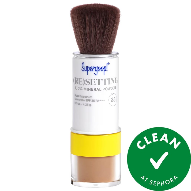 (Re)setting Powder SPF 35: 100% Mineral Face Sunscreen Powder – Matte Finish, Portable Brush, Broad Spectrum Protection for Oily & Combination Skin, Clean & Cruelty-Free