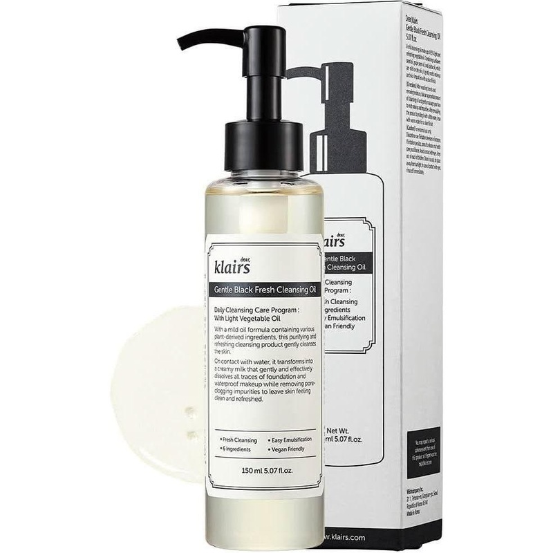 Dear Klairs Gentle Black Fresh Cleansing Oil  150ml | Lightweight & Effective Cleanser