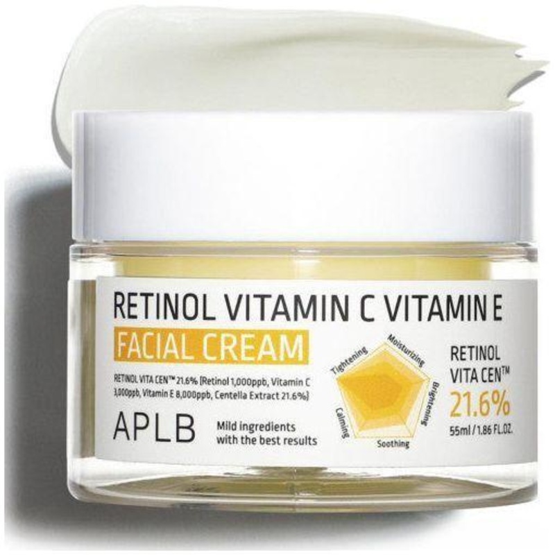 APLB Retinol Vitamin C Vitamin E Facial Cream  55ml | Anti-Aging, Brightening & Soothing Moisturiser