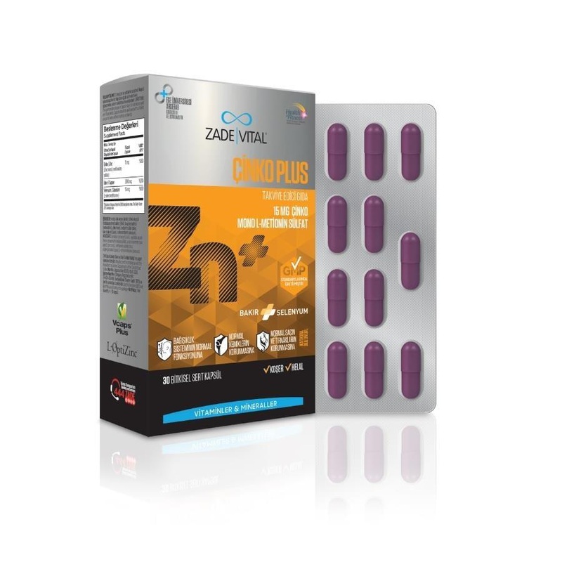 Zade Vital Zinc Plus Dietary Supplement – Boosts Immune System & Energy Metabolism – 30 Capsules, Vegan & Halal Certified