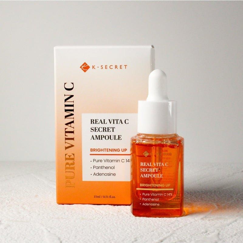 K-SECRET Real Vita C Secret Ampoule  14% Pure Vitamin C  15ml | Brightening, Pigmentation-Fading Serum for Radiant Skin