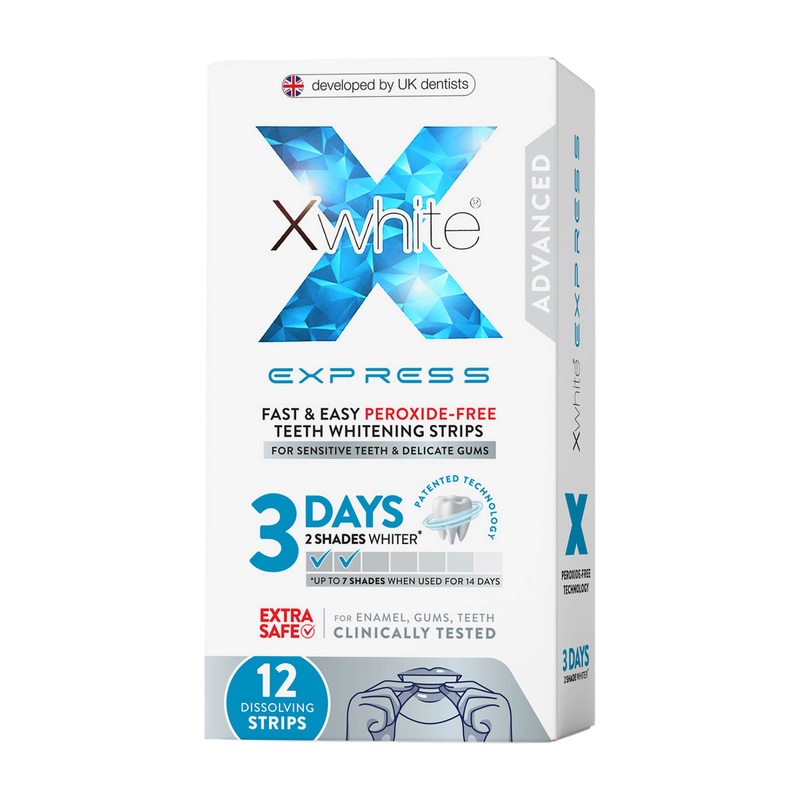 Xwhite Express peroxide-free teeth whitening strips, 12 Count