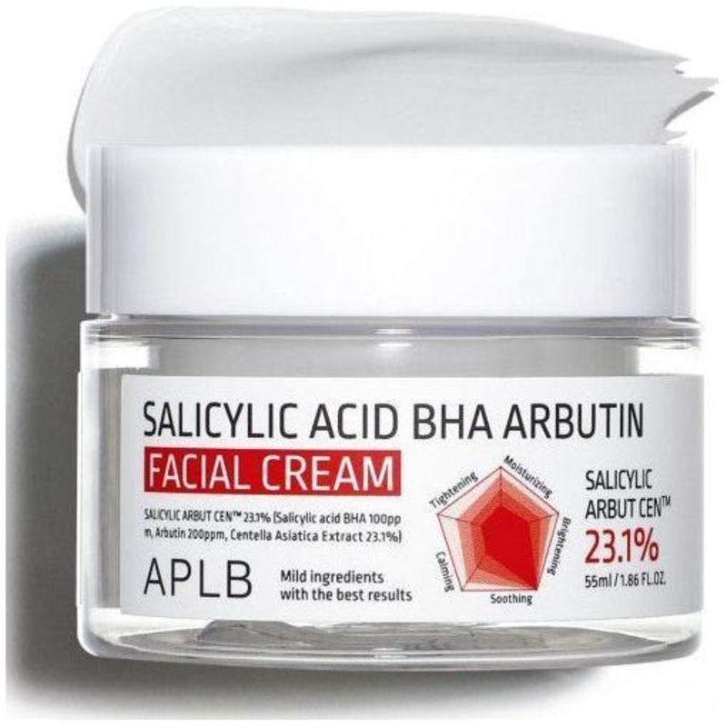 APLB Salicylic Acid BHA Arbutin Facial Cream  55ml | Exfoliating & Brightening Daily Moisturiser
