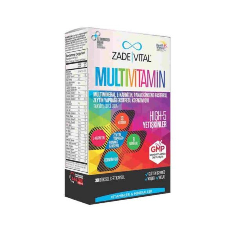 Zade Vital Multivitamin High-5: Comprehensive Daily Vitamin Supplement with Ginseng, CoQ10, & Olive Leaf – Boost Energy & Support Overall Health