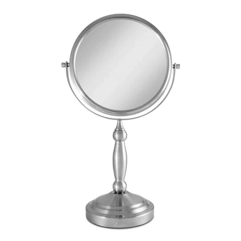 Zadro 9″ Round Two-Sided Swivel Vanity Mirror, 10X/1X VAN410 SATIN NICKEL