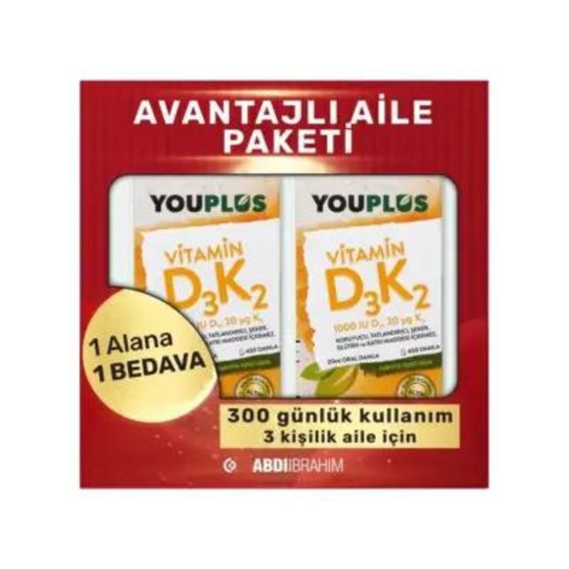 Youplus Vitamin D3 K2 Drops: Boost Bone Health & Immunity – Easy Absorption Liquid Supplement