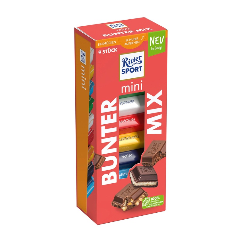 Ritter Sport Mini colorful mix tower, 9 Count