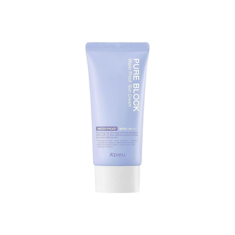 A’pieu Pure Block Sun Cream SPF50/PA+++  50ml | Waterproof, Lightweight & Hydrating Sun Protection