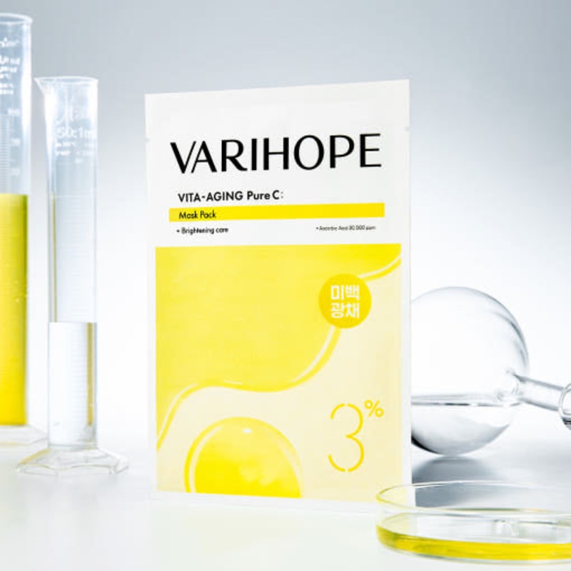 VARIHOPE VITA-AGING Pure C Mask Pack  25ml x 5 Sheets | Brightening & Firming Vitamin C Treatment
