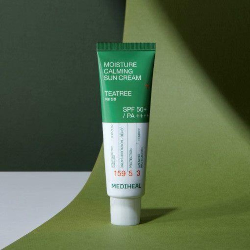 MEDIHEAL Moisture Calming Sun Cream Tea Tree  50ml | SPF 50+ PA++++ Broad-Spectrum UV Protection & Skin Soothing Care