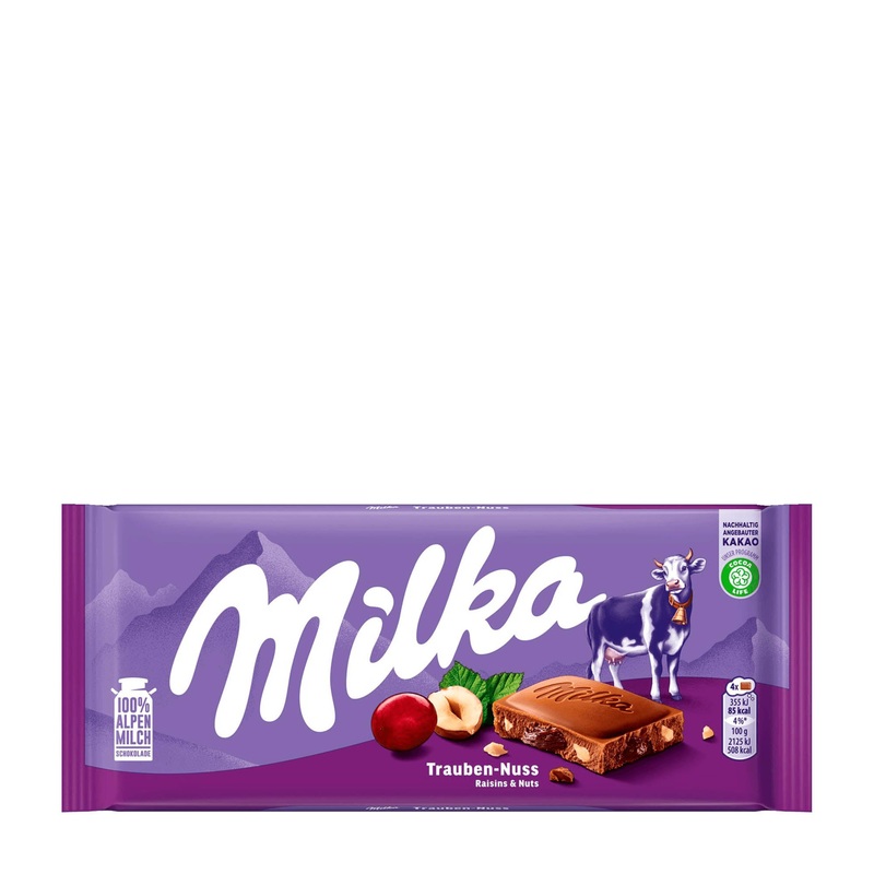 Milka Raisins & Nuts milk chocolate bar, 90 g