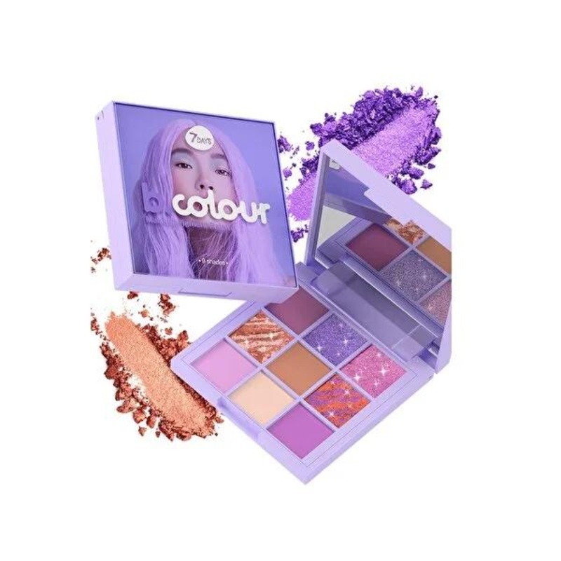 7Days B.Colour Violet Macarons Eyeshadow Palette – Vegan, 9 Shades, Long-Lasting Makeup