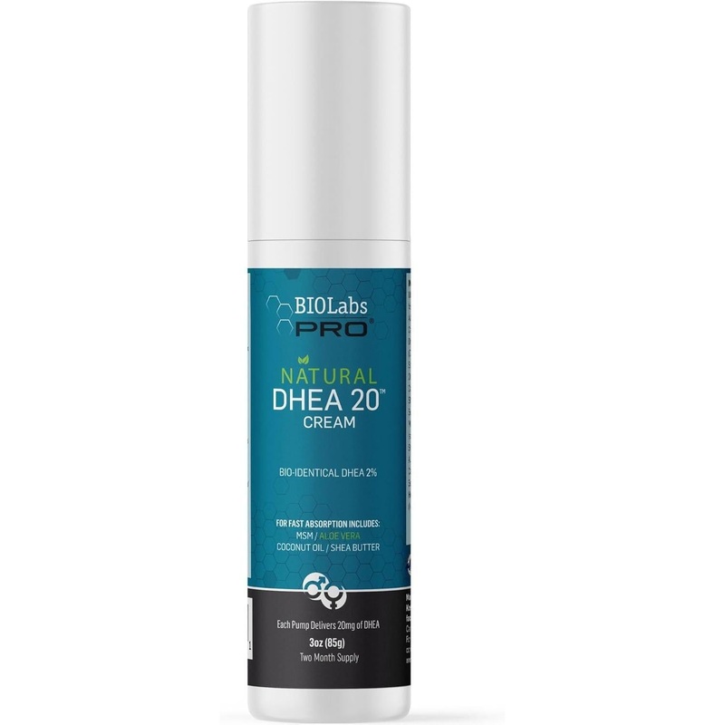 BIOLABS PRO Natural DHEA 20mg Cream  85ml | Pharmaceutical-Grade Hormonal Support for Men & Women | 2-Month Supply Unscented 3 Ounce (Pack Of 1)
