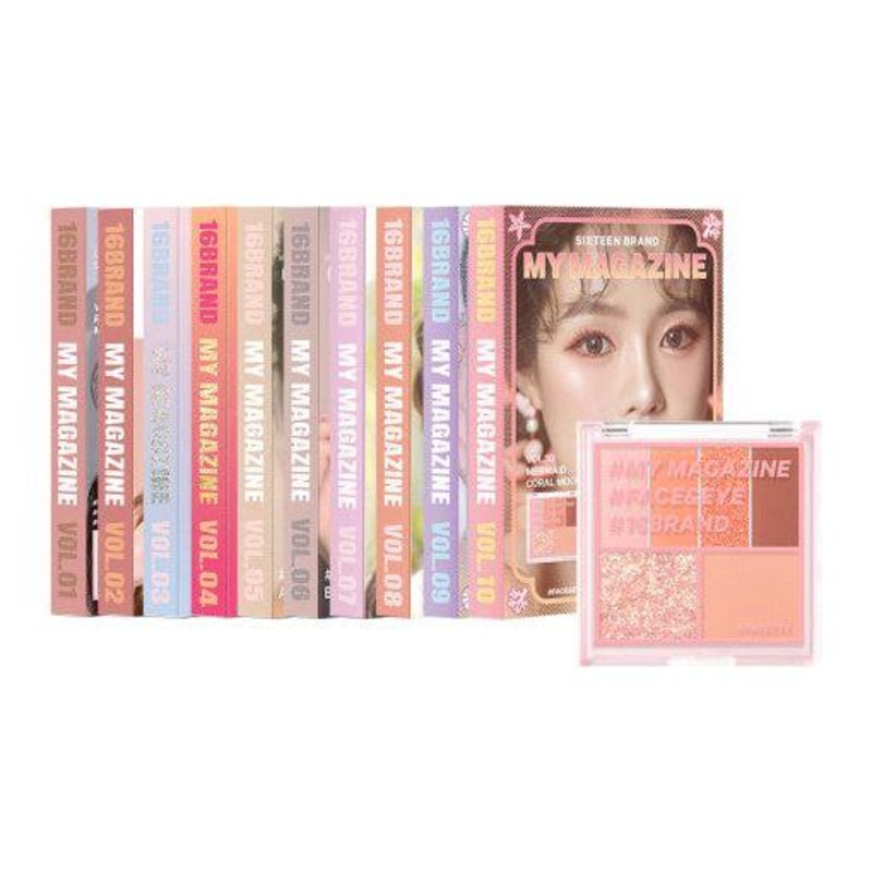 16BRAND My Magazine Shadow Palette  10 Shades | Blendable, Long-Lasting & Ultra-Pigmented Vol.01 ROSY BROWN MOOD