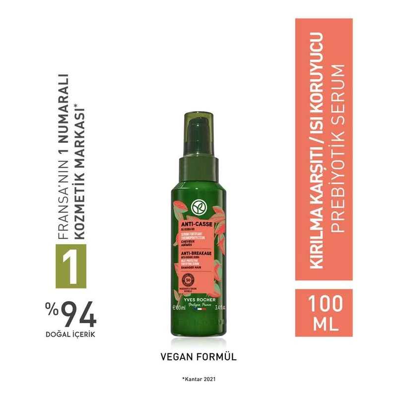 Yves Rocher Anti-Breakage Prebiotic Hair Serum for Damaged Hair – Heat Protection, Organic Agave & Jojoba Oil