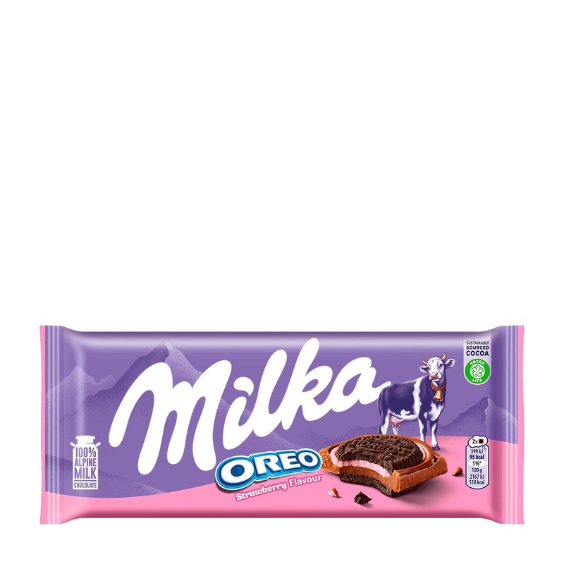 Milka Oreo Sandwich Strawberry milk chocolate bar, 92 g
