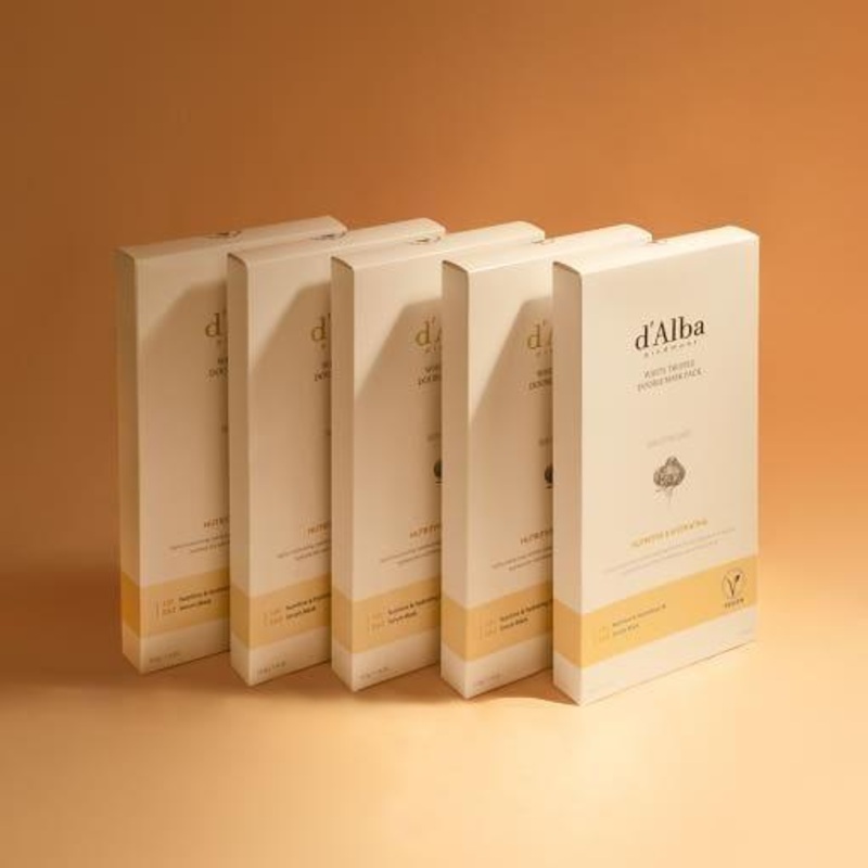 d’Alba White Truffle Double Mask Pack [Nutritive/Hydrating] | 2-Step Sheet Mask with Oil Concentrate & Hydrating Serum