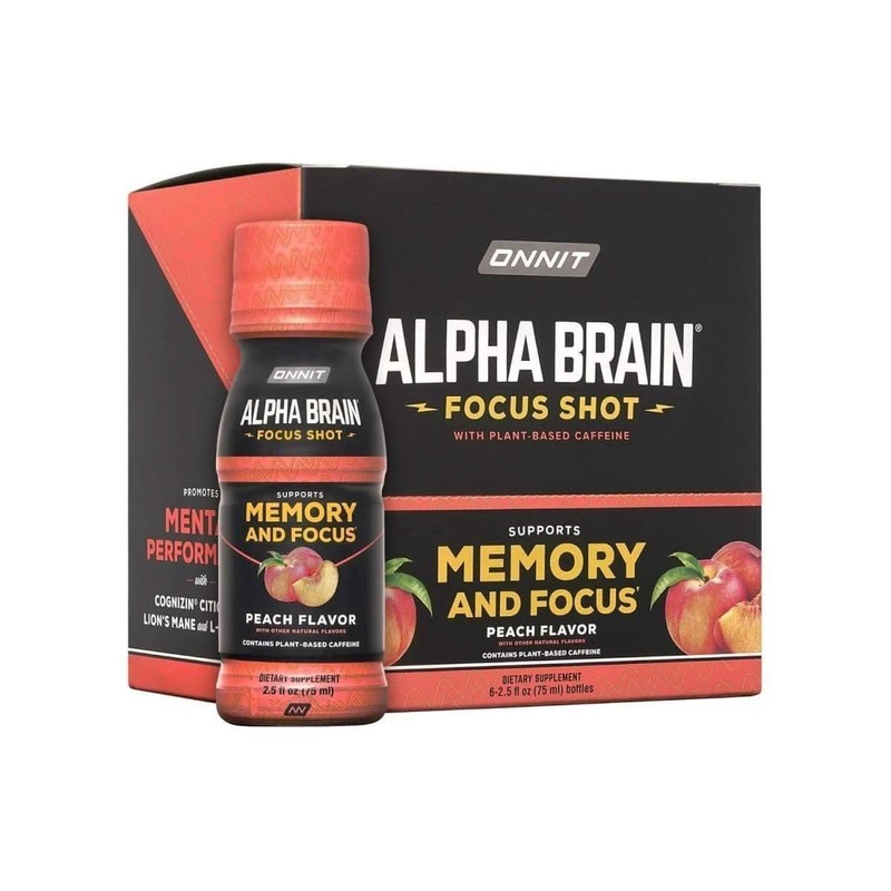 Onnit Alpha BRAIN Focus Energy Shot – Peach (75ml, 6 Ct) | Brain Booster for Energy, Focus & Stress Support Peach 2.5 Fl Oz (Pack Of 6)