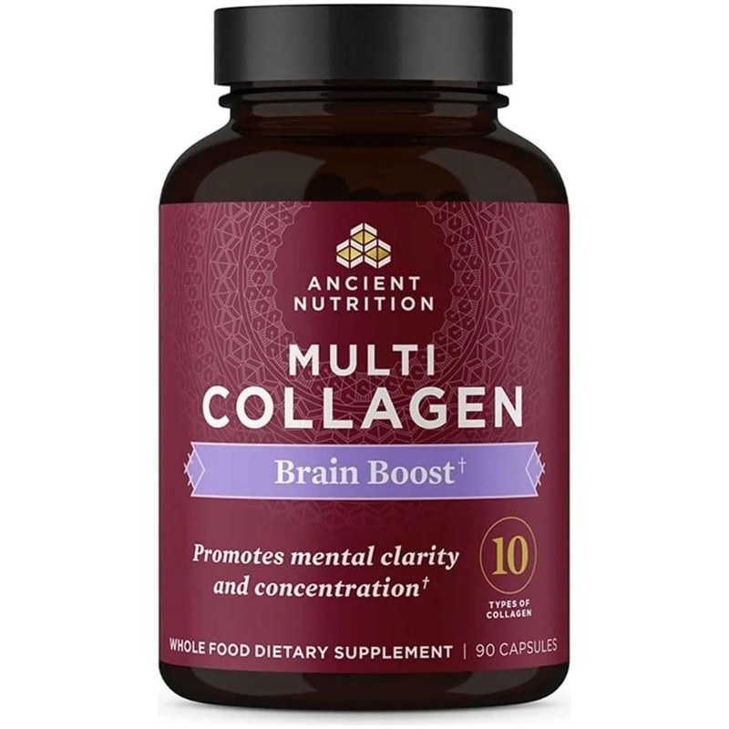 Ancient Nutrition Multi Collagen Protein Brain Boost  90 Capsules | Collagen + Nootropics for Focus, Mood & Memory Brain Boost 90 Count