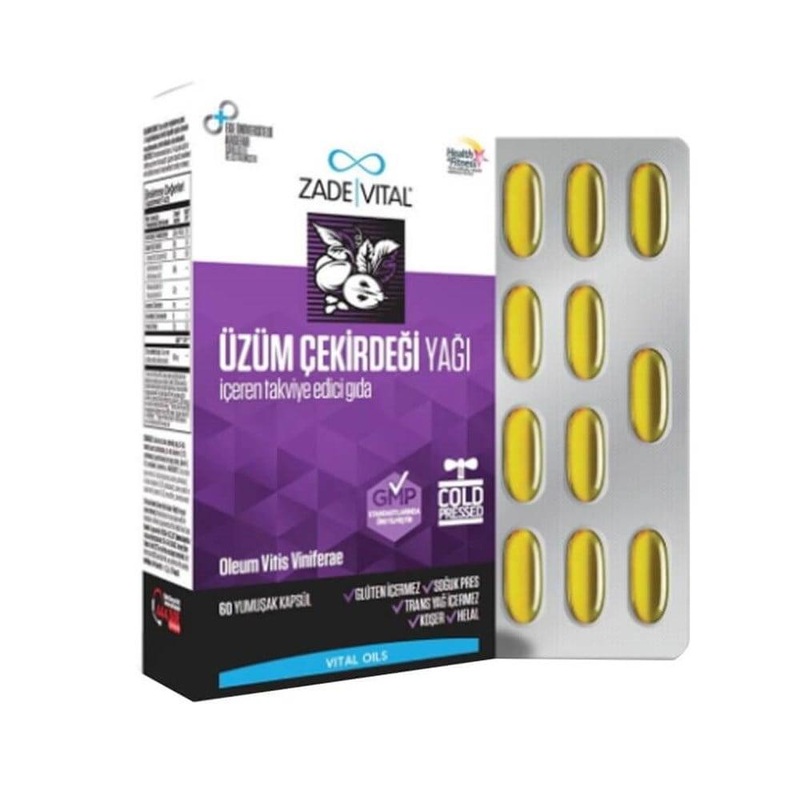 Zade Vital Grape Seed Oil Supplement – 500 mg Soft Capsules for Heart Health & Antioxidant Support