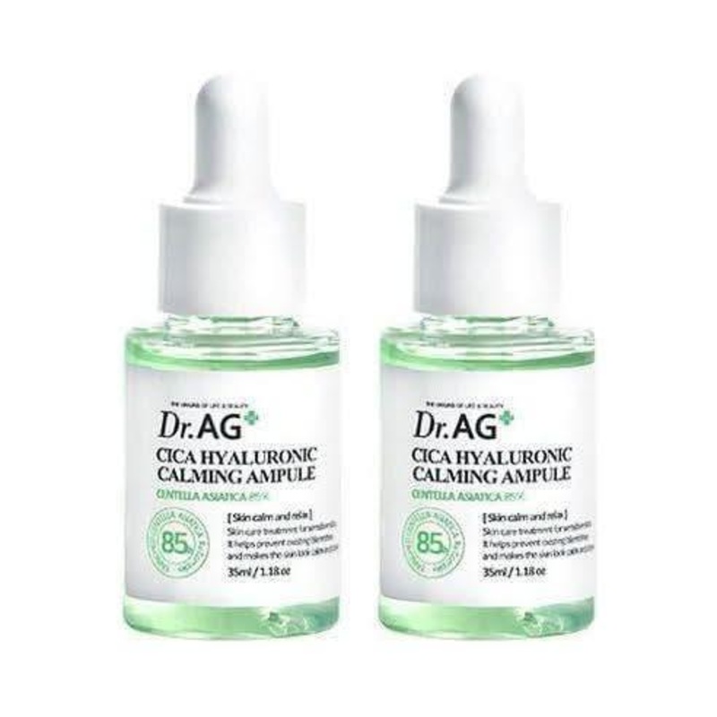 Dr.AG+ Cica Hyaluronic Calming Ampoule  35ml x 2 Count | Intensive Hydration & Soothing Repair