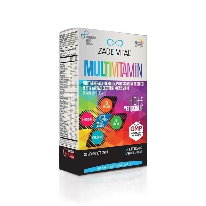 Zade Vital Multivitamin Supplement for Adults – 30 Capsules with Vitamins, Minerals, L-Carnitine & Coenzyme Q10