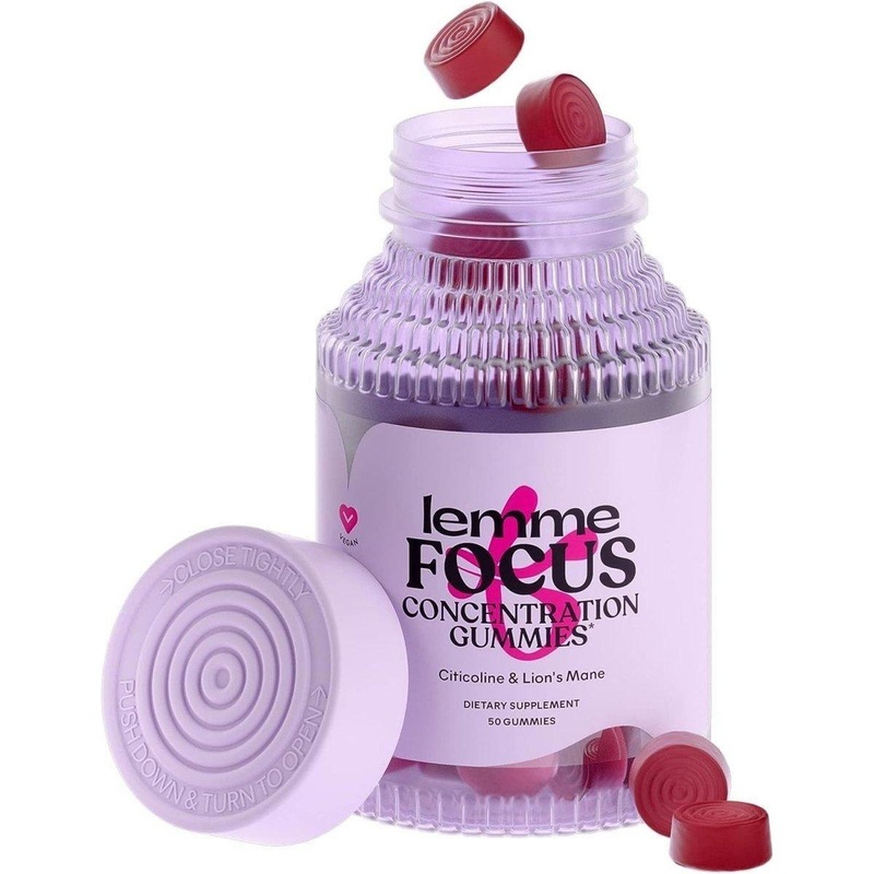 Lemme Focus Concentration Gummies  50 Count | Caffeine-Free Nootropic with Cognizin, Lions Mane & B12