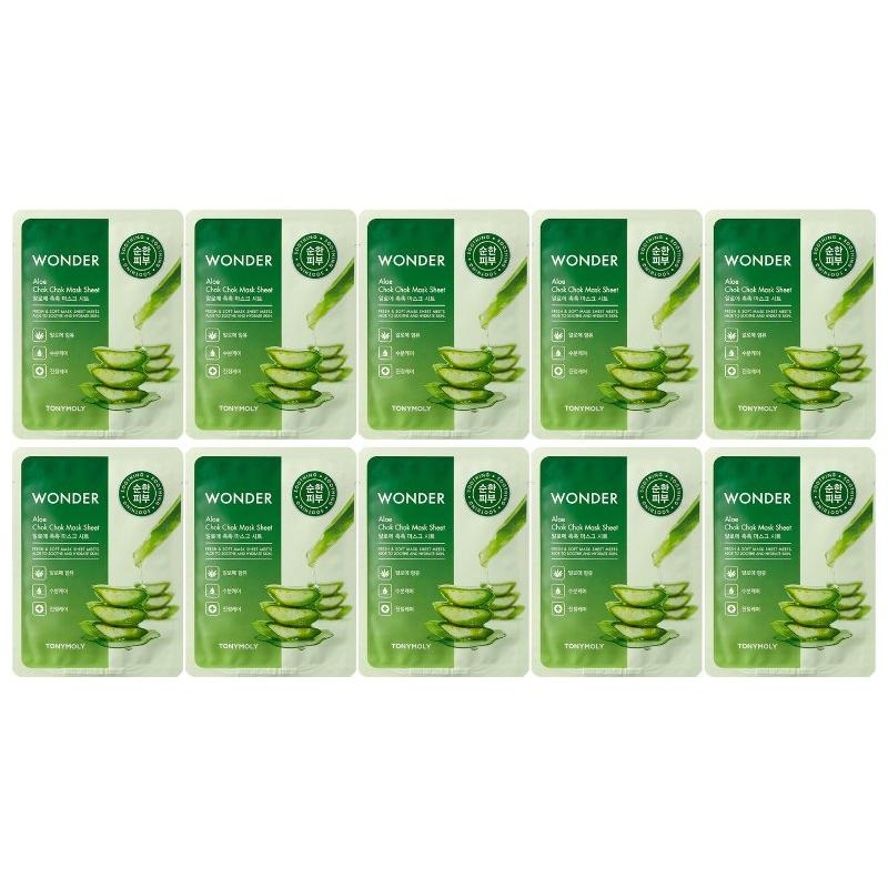 TONYMOLY Wonder Aloe Chok Chok Mask Sheet  22g x 10ea | Soothing & Hydrating Sheet Mask with Aloe Extract