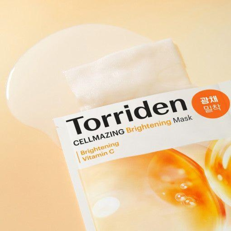 Torriden Cellmazing Vita C Brightening Mask Sheet  26ml x 10 Count | Vitamin-Powered Sheet Masks for Radiant, Even Skin Tone
