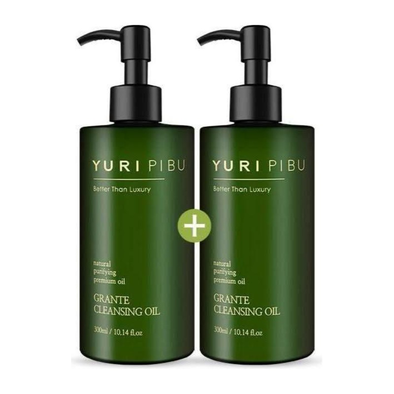 YURI PIBU Grante Cleansing Oil  2 x 300ml | 99.9% Natural Plant-Based Oil Cleanser for Radiant, Calm Skin
