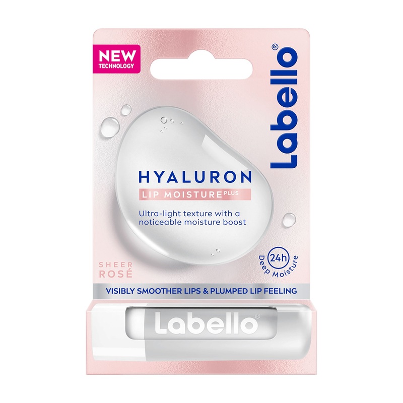 Labello Hyaluron Lip Moisture Plus sheer ros 24h lip balm, 5.2 g