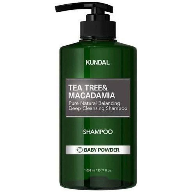 KUNDAL Tea Tree & Macadamia Deep Cleansing Shampoo  1058ml | Baby Powder | Large Size Scalp Refresh & Oil Control