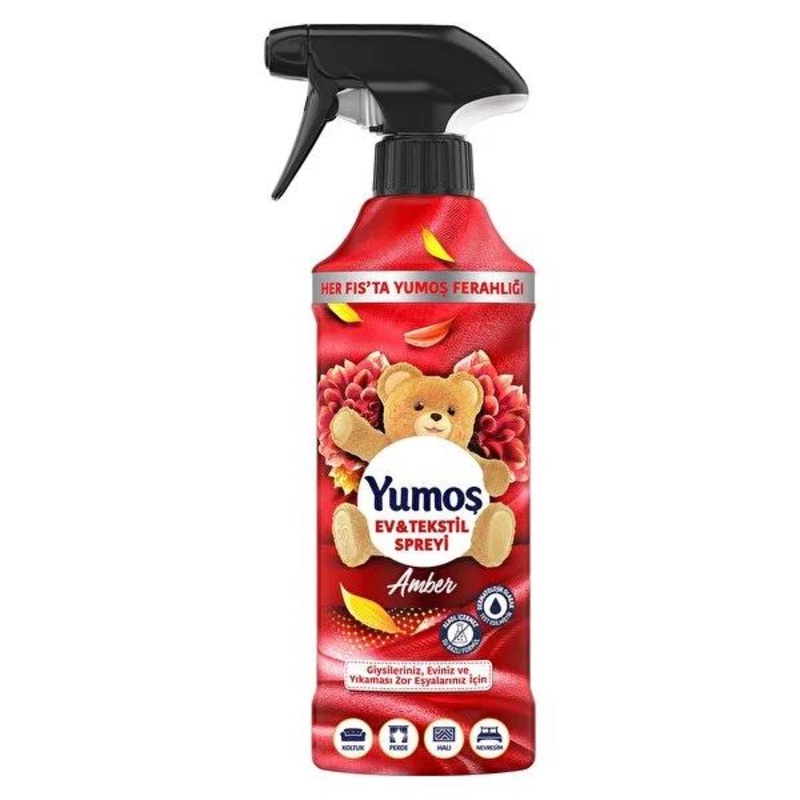 Yumo_ Amber Home & Fabric Refreshing Spray: Eliminate Odors & Freshen Textiles with Long-Lasting Amber Scent. Alcohol & Water-Based, Dermatologically Tested