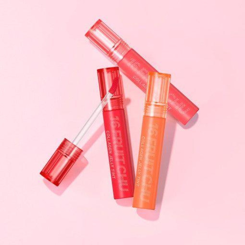 16BRAND Fruit-Chu Collagen Jelly Tint  Hydrating Lip Tint (3 Shades) #01 BERRY RED