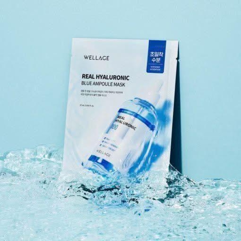 WELLAGE Real Hyaluronic Blue Ampoule Mask Sheet 27ml x 10 Count