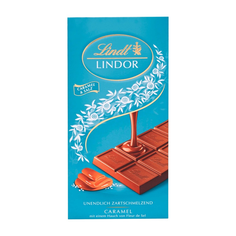 Lindt Lindor caramel & salt milk chocolate bar, 100 g