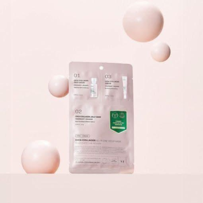 VT Cica Collagen All In One 3-Step Mask  1.5g + 24g + 1.5g | Firming, Hydrating & Pore-Tightening Treatment