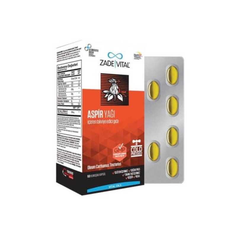 Zade Vital Cold Pressed Safflower Oil Supplement: 600mg Capsules for Healthy Fats & Cardiovascular Support, 60 Count