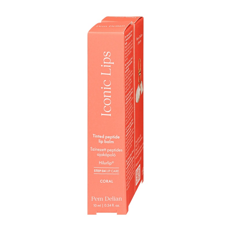 Pem Delian Iconic Lips tinted peptide blush CORAL lip balm, 10 mL