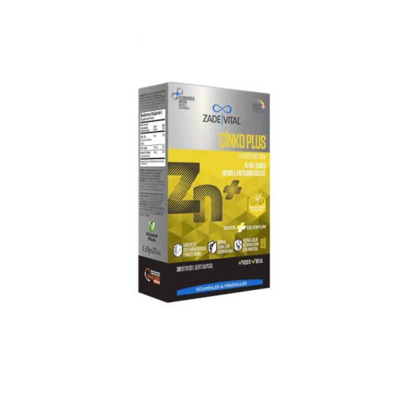 Zade Vital inko Plus: High Absorption Zinc Supplement – Boost Immune Support, Copper & Selenium – 30 Capsules