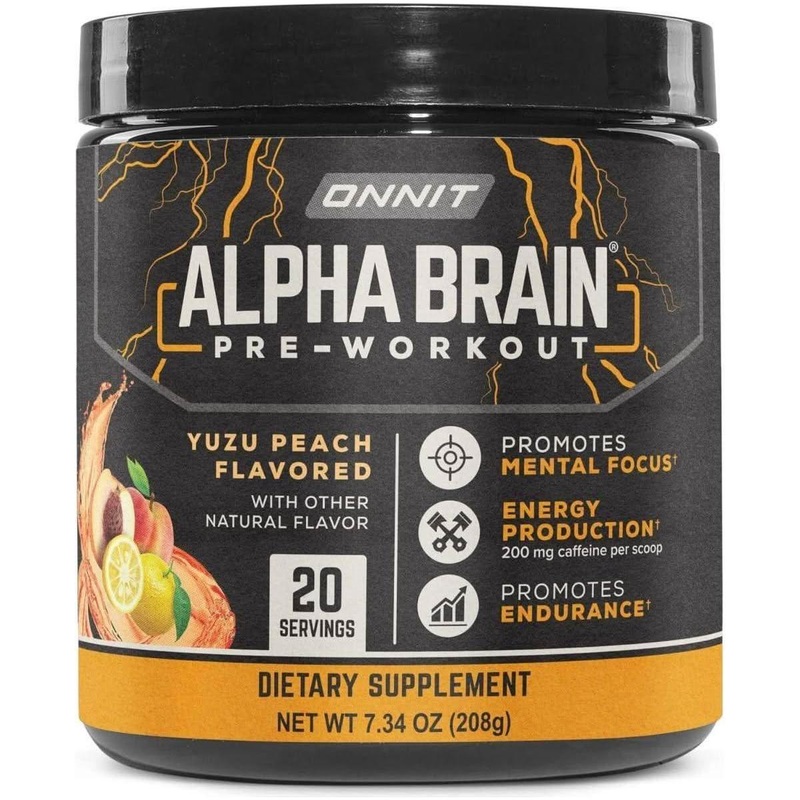 Onnit Alpha Brain Pre-Workout – Yuzu Peach (20 Servings) | Focus & Performance Boost Yuzu Peach