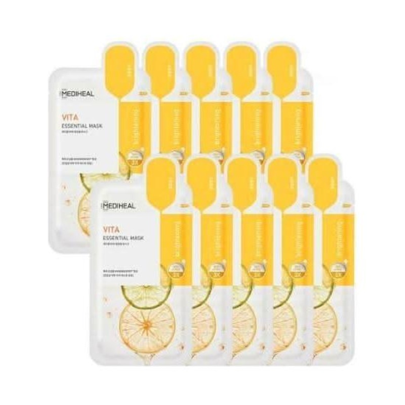 MEDIHEAL Vita Essential Mask Sheet  10 Pack | Brighten, Revive & Balance Skin in 15 Minutes