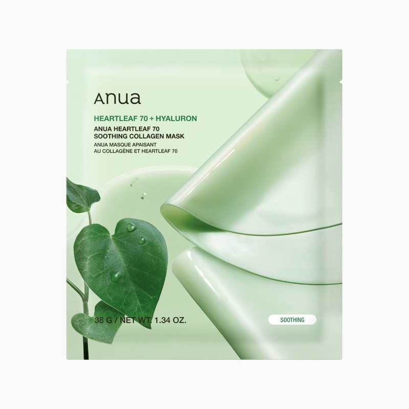 ANUA Heartleaf 70 Soothing Collagen Mask  38g x 4 Count | Calming, Firming & Deep Moisture Care